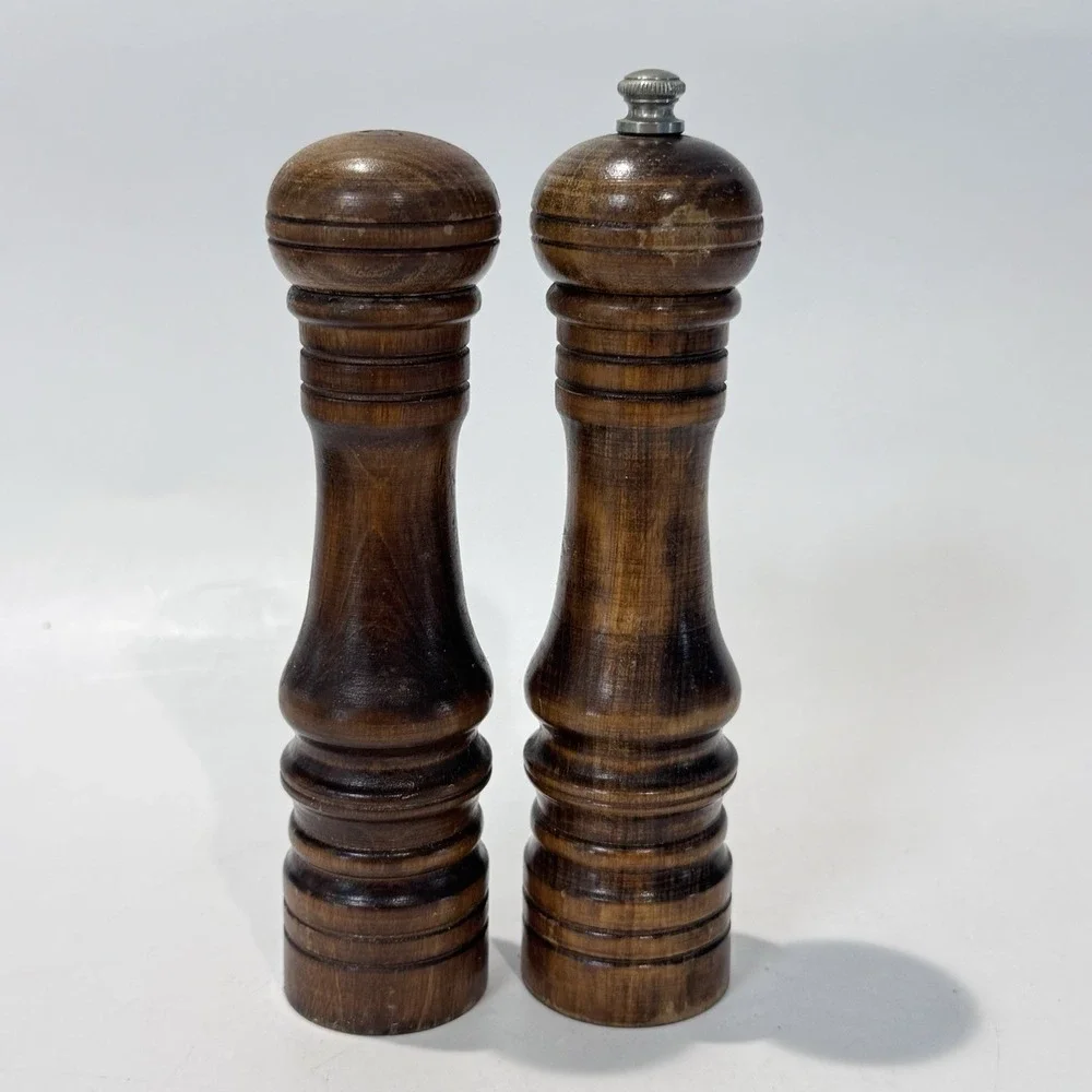 Vintage Princess House Wood Salt & Pepper Grinder Shaker Set Japan‎ Mid Century